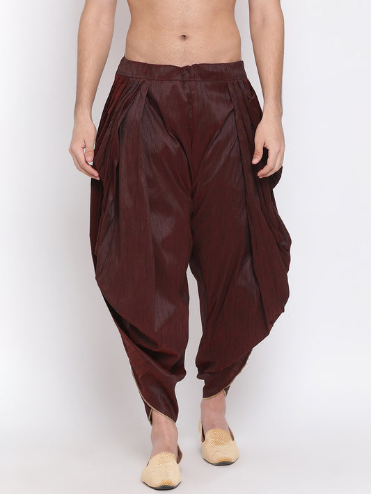 Vastramay  Men's Wine Silk Blend Dhoti Pant