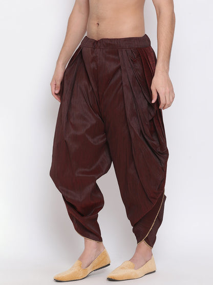 Vastramay  Men's Wine Silk Blend Dhoti Pant