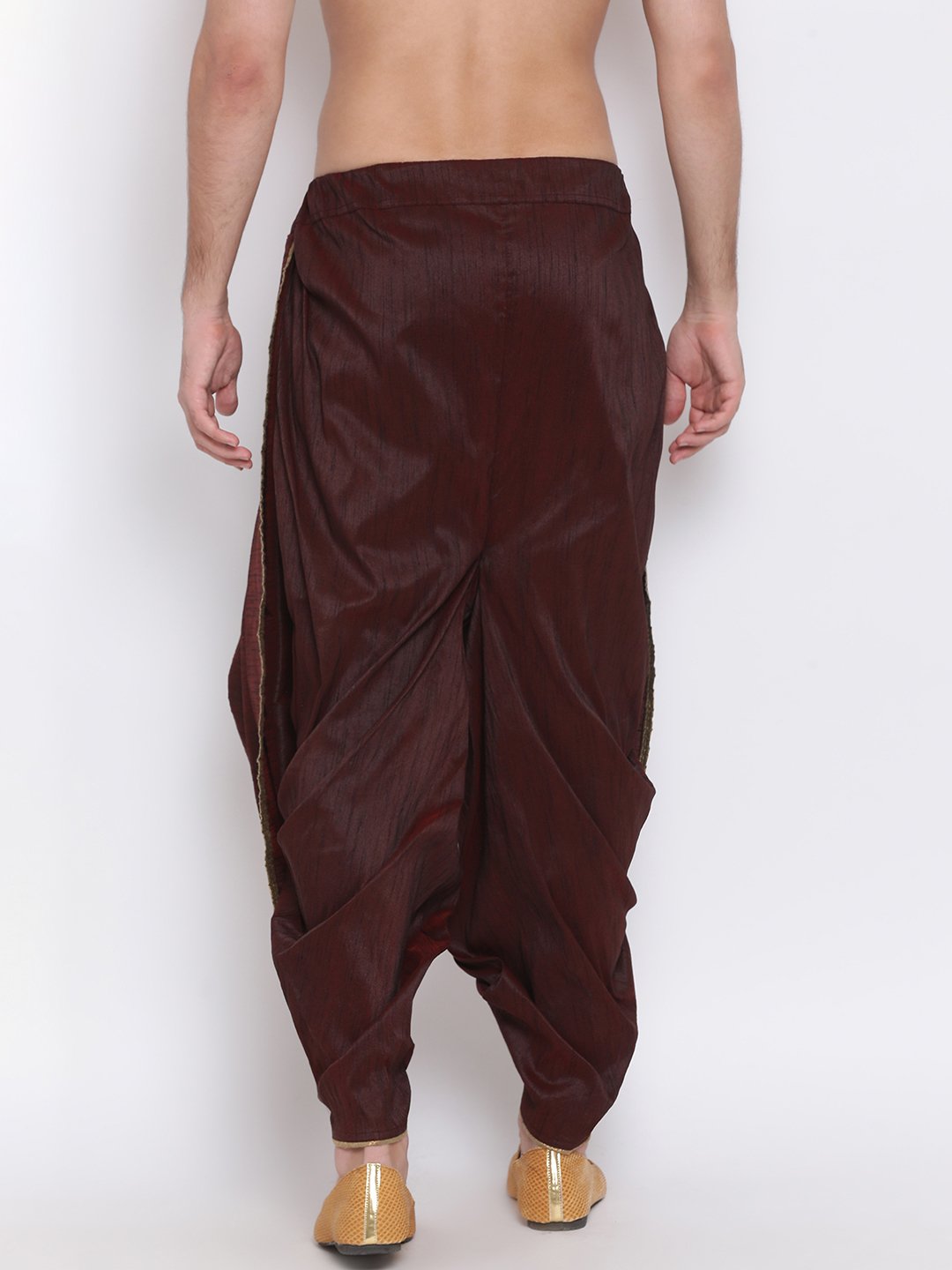 Vastramay  Men's Wine Silk Blend Dhoti Pant