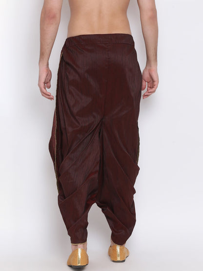 Vastramay  Men's Wine Silk Blend Dhoti Pant