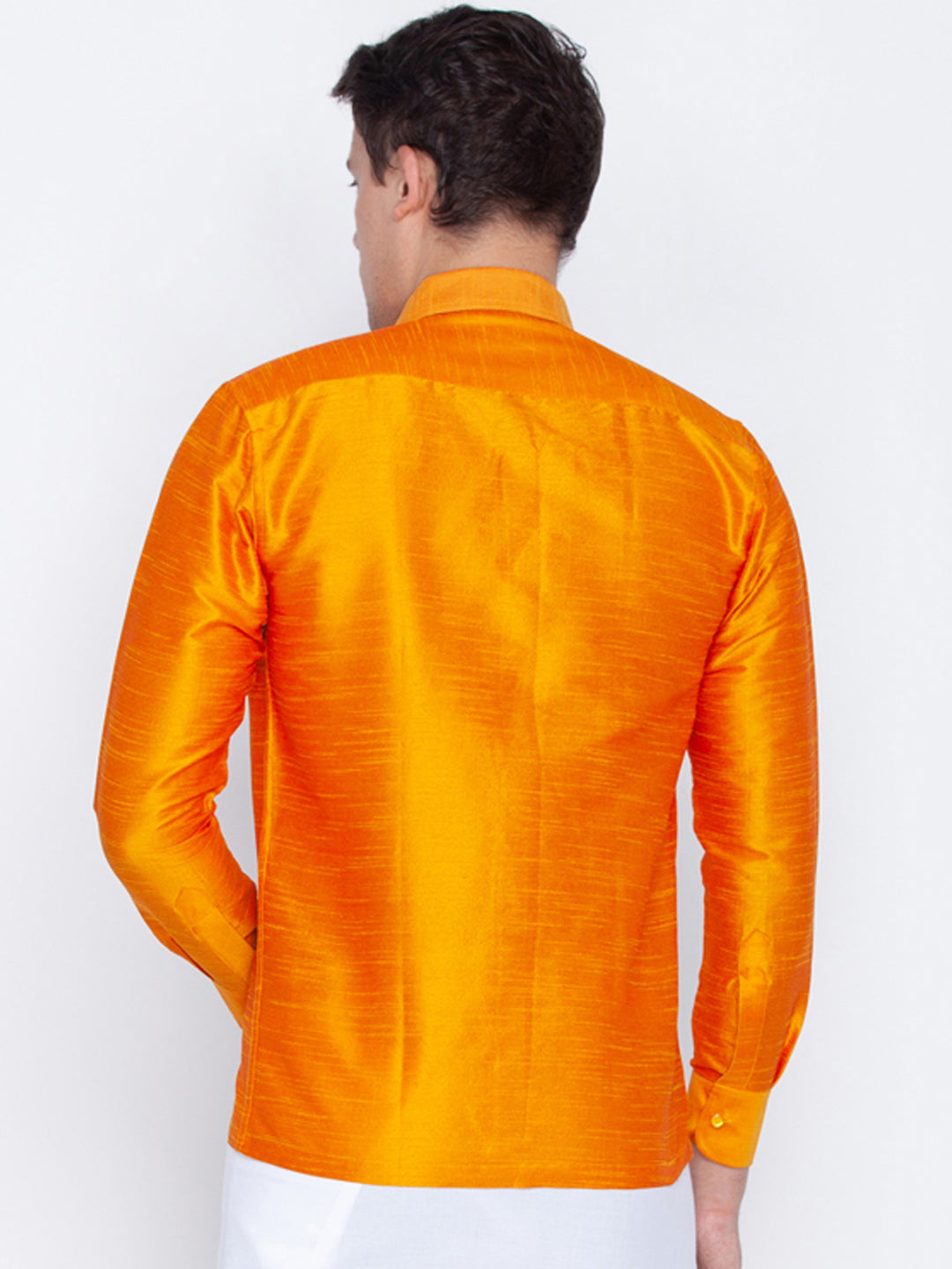 Vastramay Silk Blend Orange Baap Beta Shirt