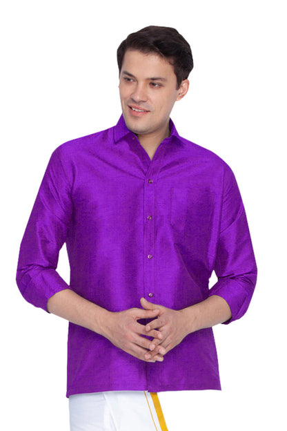 Vastramay Silk Blend Purple Baap Beta Shirt