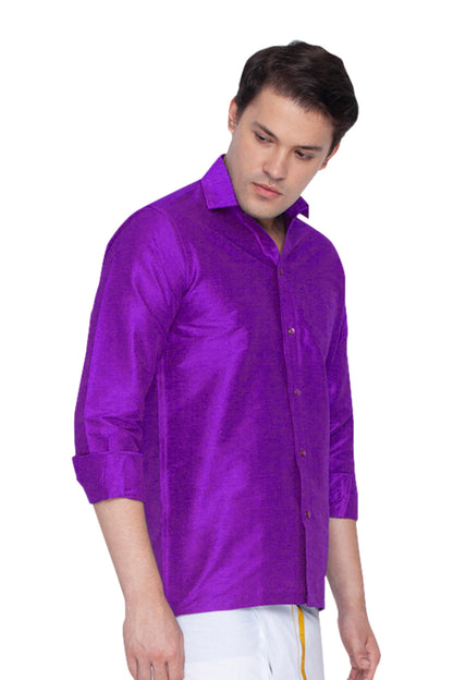 Vastramay Silk Blend Purple Baap Beta Shirt