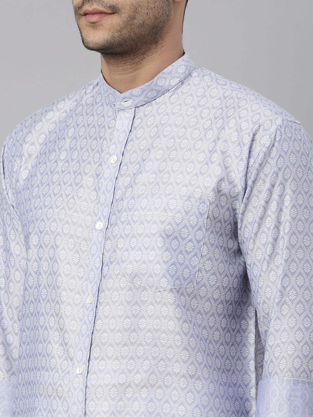 vastramay mens lavender color shirt and mundu set