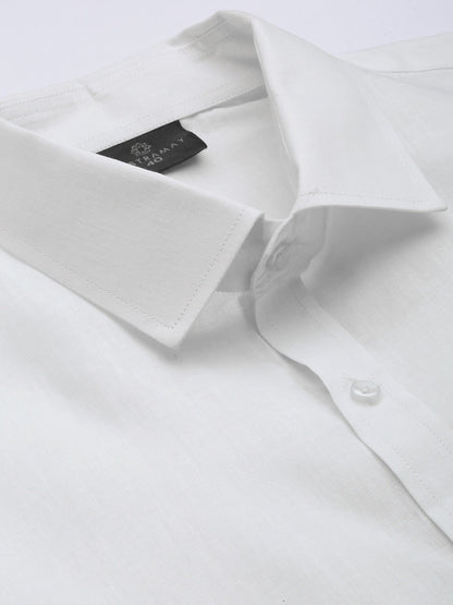 Vastramay Men's White Cotton Shirt And Mundu Set