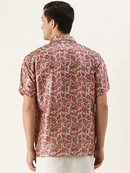 Vastramay Men's Multi-color Silk Blend Printed Shirt