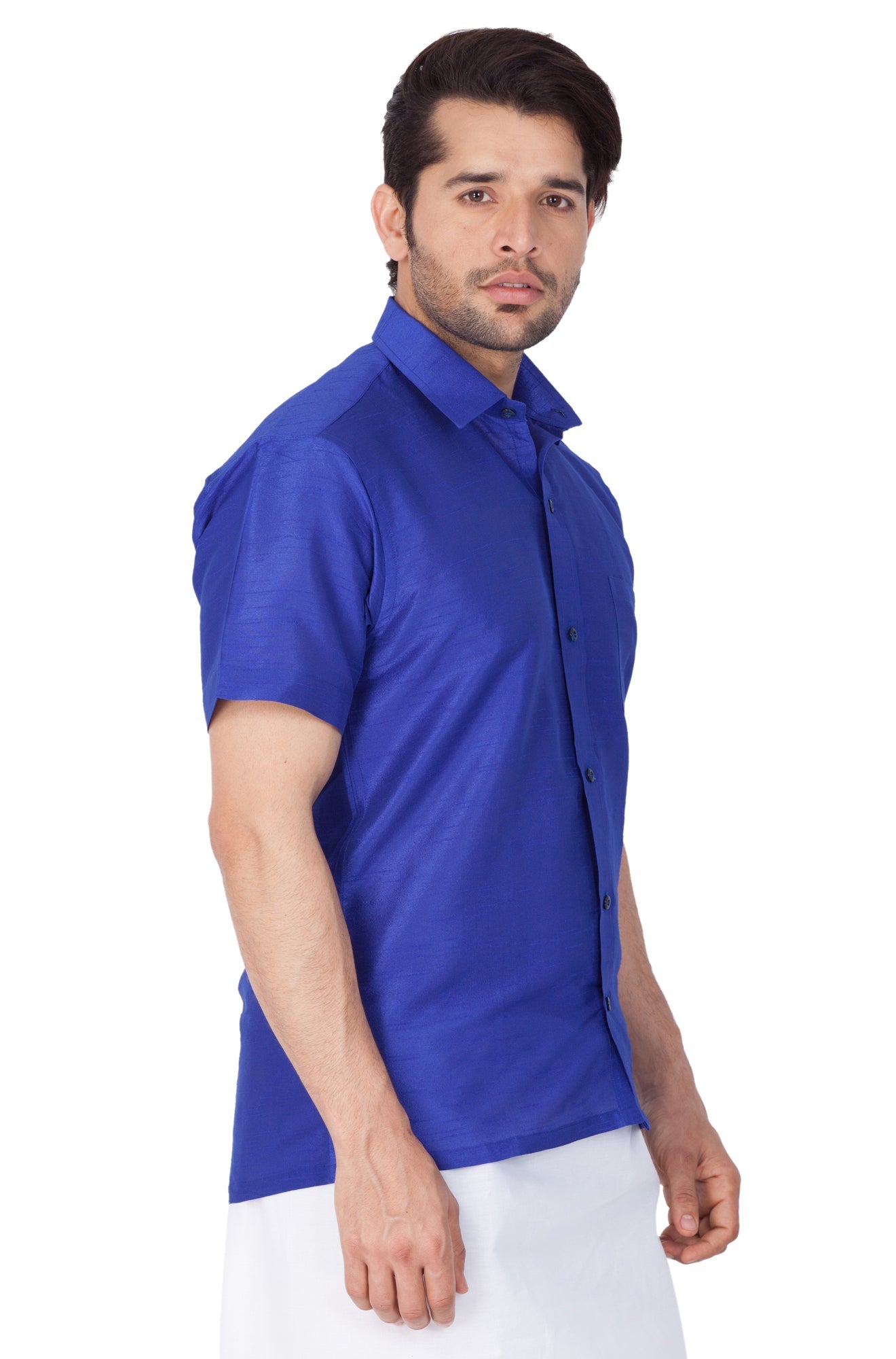 Vastramay Blue Silk Blend Baap Beta Shirt set