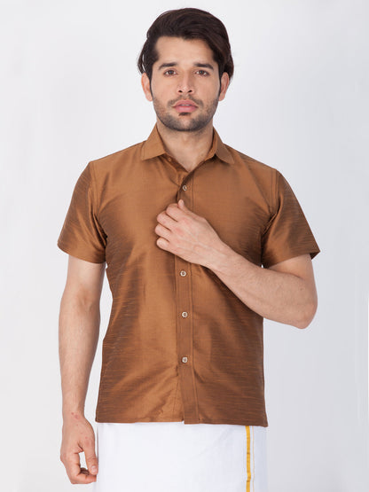 Vastramay Coffee Silk Blend Baap Beta Shirt set