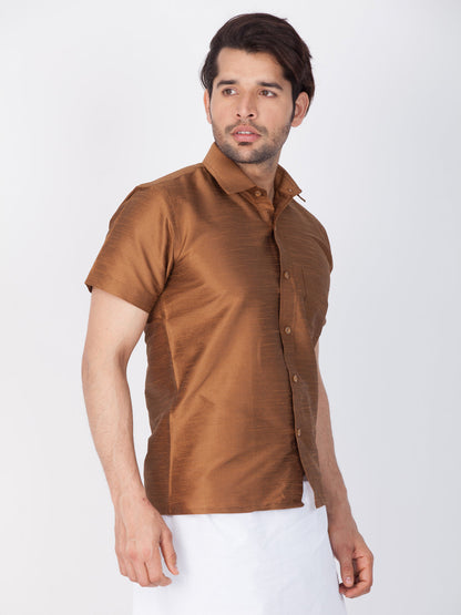 Vastramay Coffee Silk Blend Baap Beta Shirt set