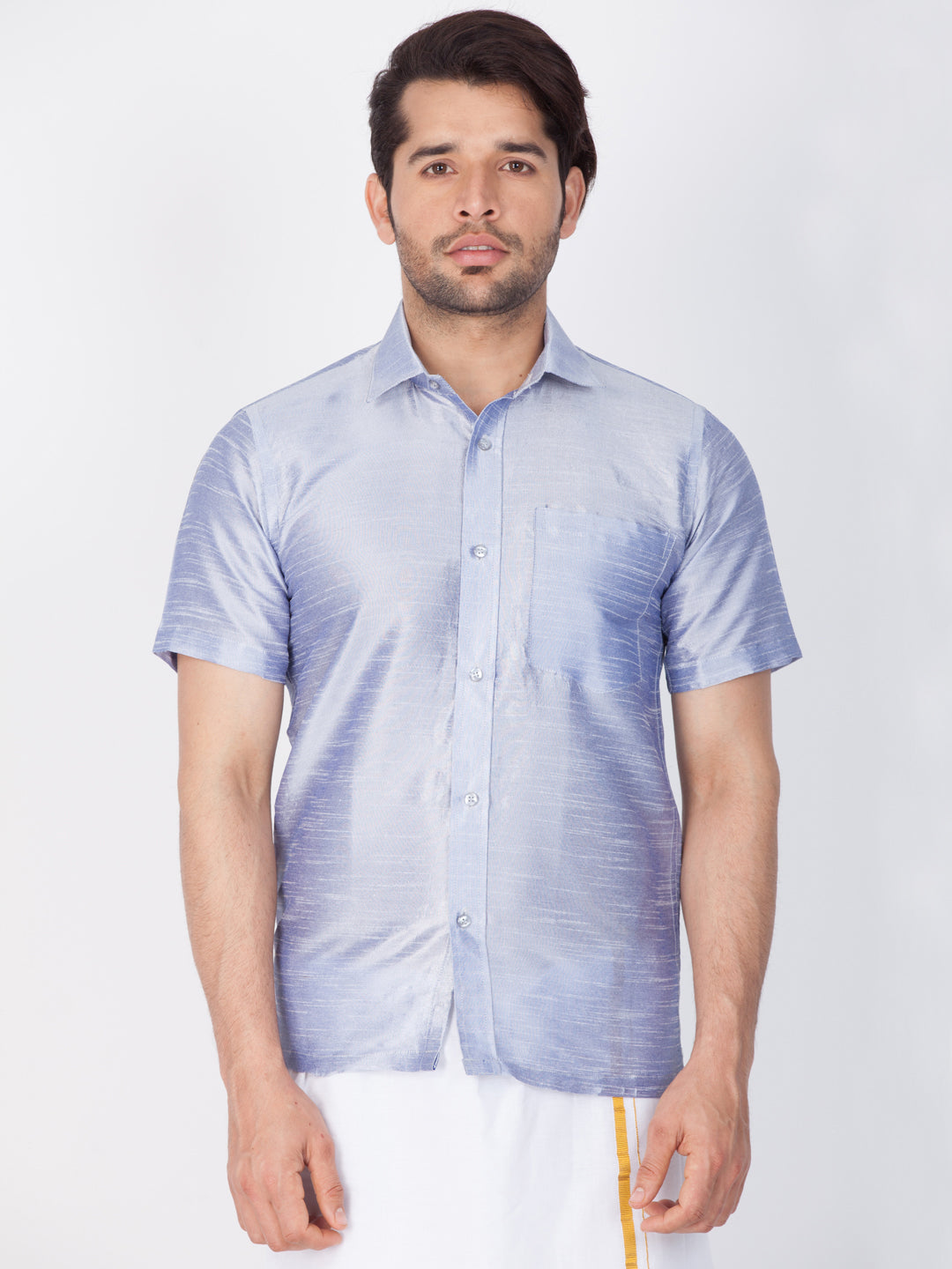 Vastramay Vastramay Men's Lavender Silk Blend Ethnic Shirt