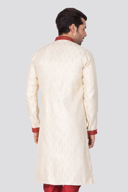 Vastramay Men's Gold Silk Blend Sherwani Only Top