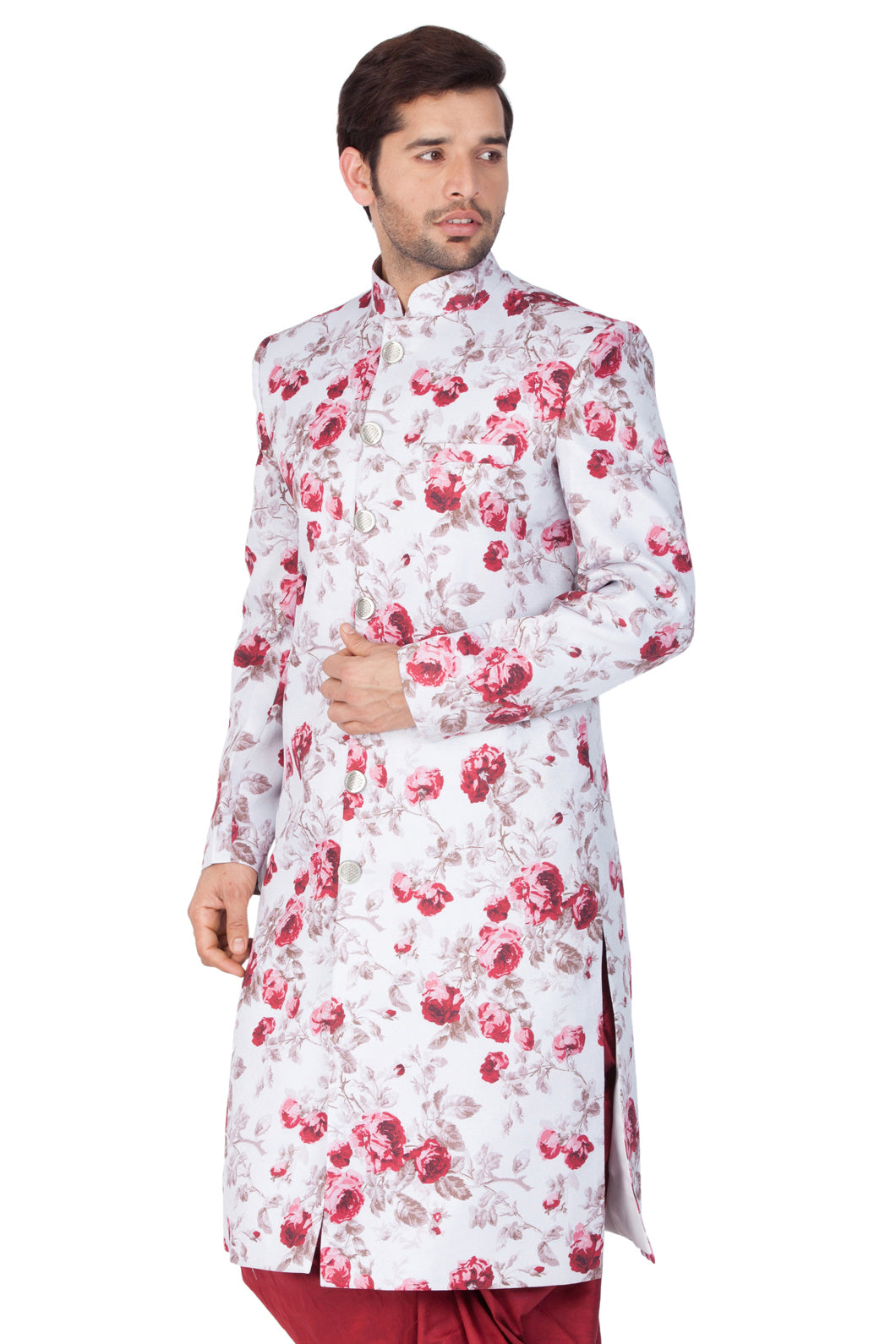 Vastramay Men's Multicolor Cotton Blend Sherwani Only Top