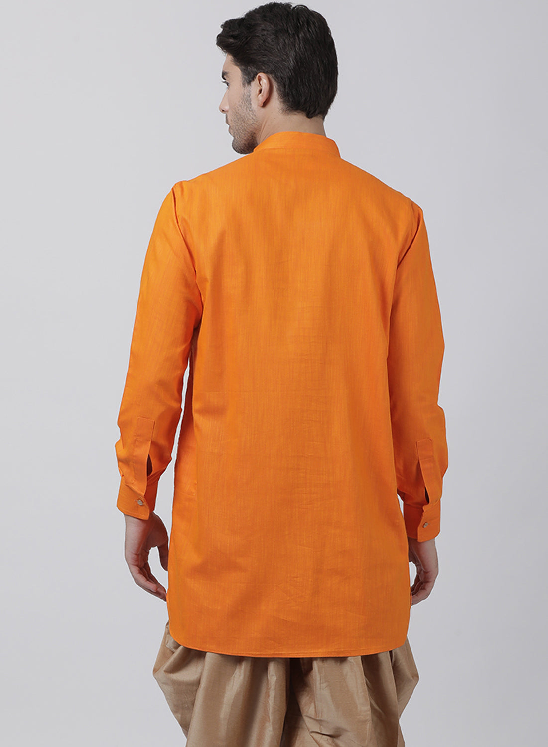 Vastramay Men's Orange Cotton Blend Kurta