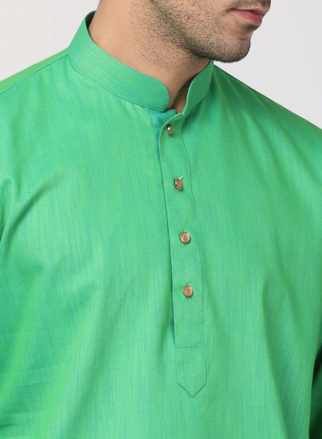 Vastramay Men's Green Cotton Blend Kurta