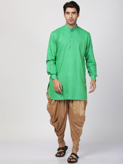 Vastramay Men's Green Cotton Blend Kurta