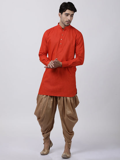 Vastramay Men's Red Cotton Blend Kurta