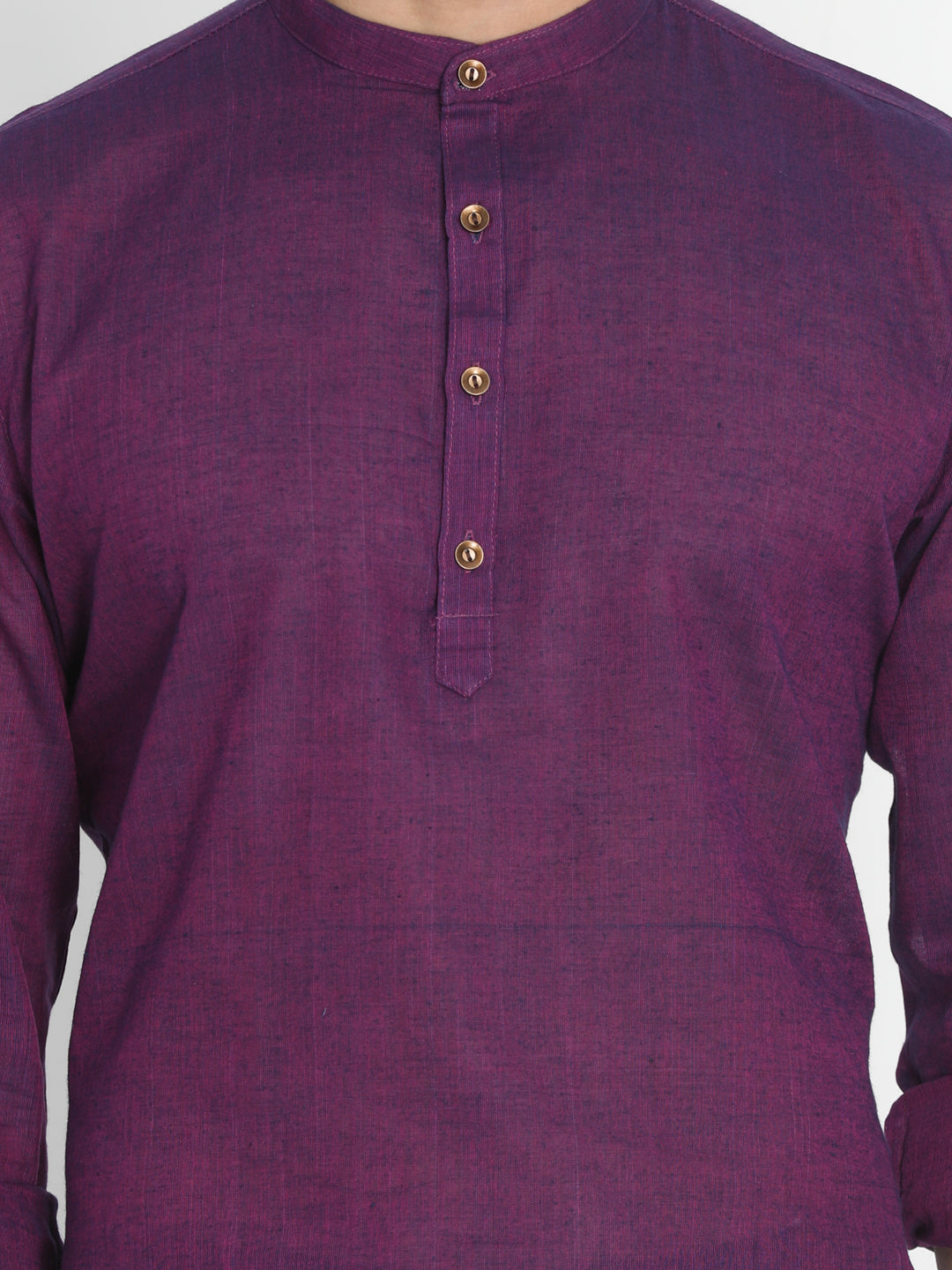 Vastramay Men's Purple Pure Cotton Short Kurta