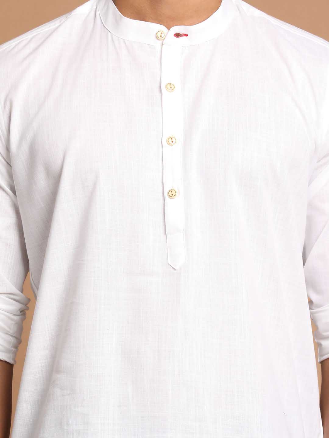 Vastramay Men's White Short Cotton Kurta