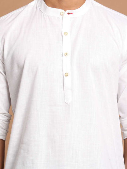 Vastramay Men's White Short Cotton Kurta