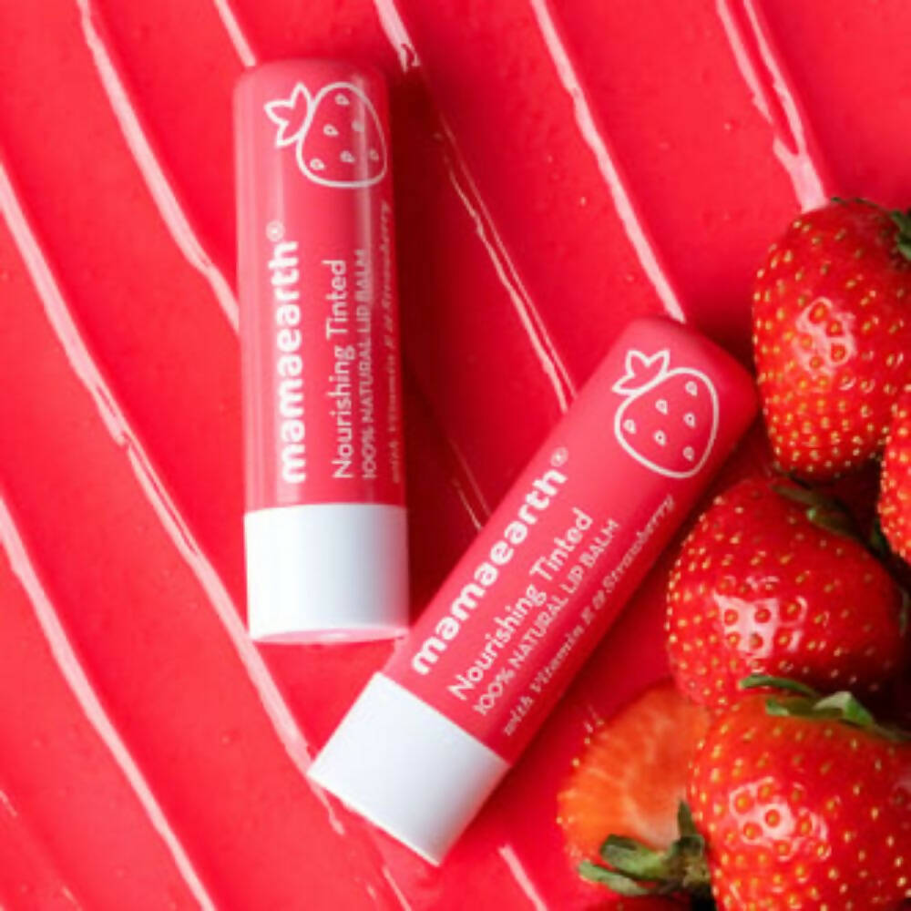 Mamaearth Nourishing Tinted 100% Natural Lip Balm With Vitamin E and Strawberry