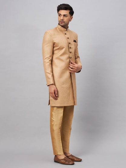 VASTRAMAY Men's Beige Indo Western Set