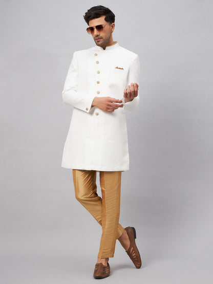 VASTRAMAY Men's White Indo Western Set