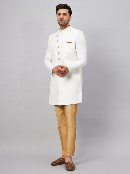 VASTRAMAY Men's White Indo Western Set