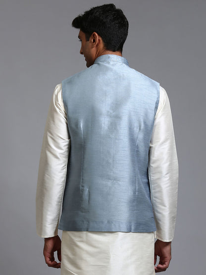 VASTRAMAY Men's Grey Embellished Jacket