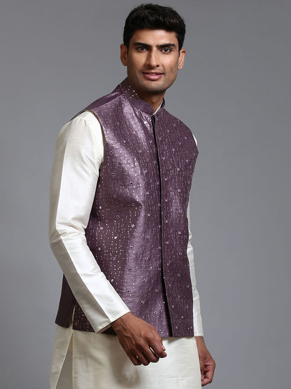 Vastramay Men's Purple Embellished Jacket