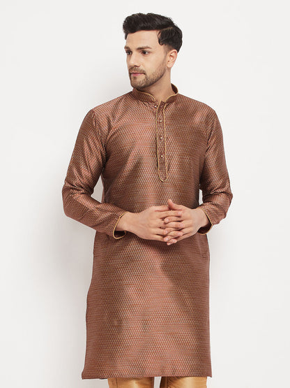 Vastramay Vastramay Men's Maroon Silk Blend Kurta