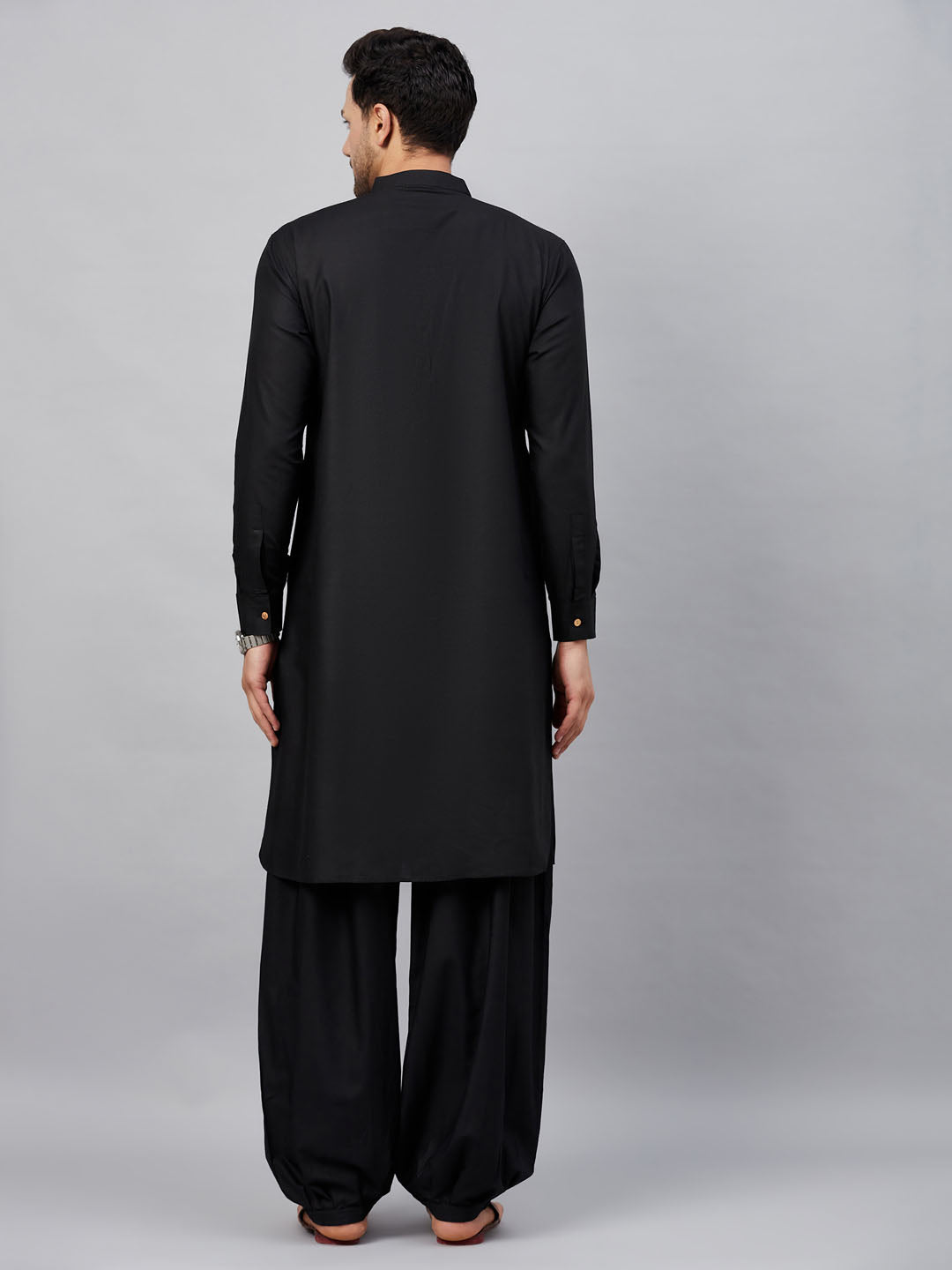 Vastramay mens black cotton blend kurta and patiala set