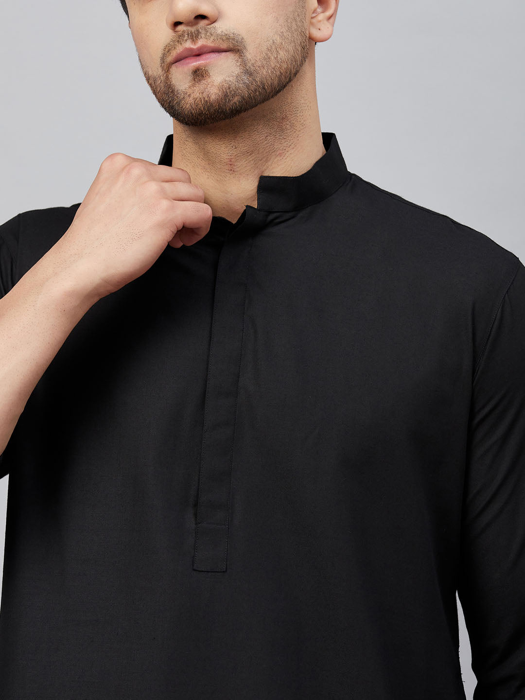 Vastramay mens black cotton blend kurta and patiala set