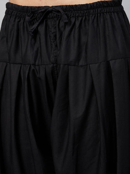 Vastramay mens black cotton blend kurta and patiala set