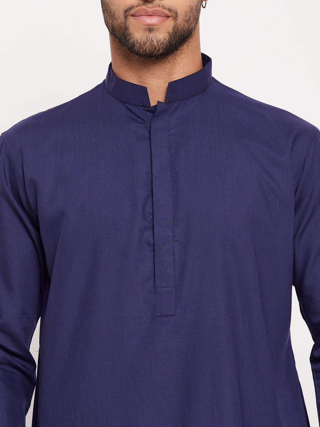 Vastramay  Men's Blue Cotton Blend Kurta