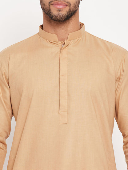 VASTRAMAY Men's Brown Cotton Blend Kurta