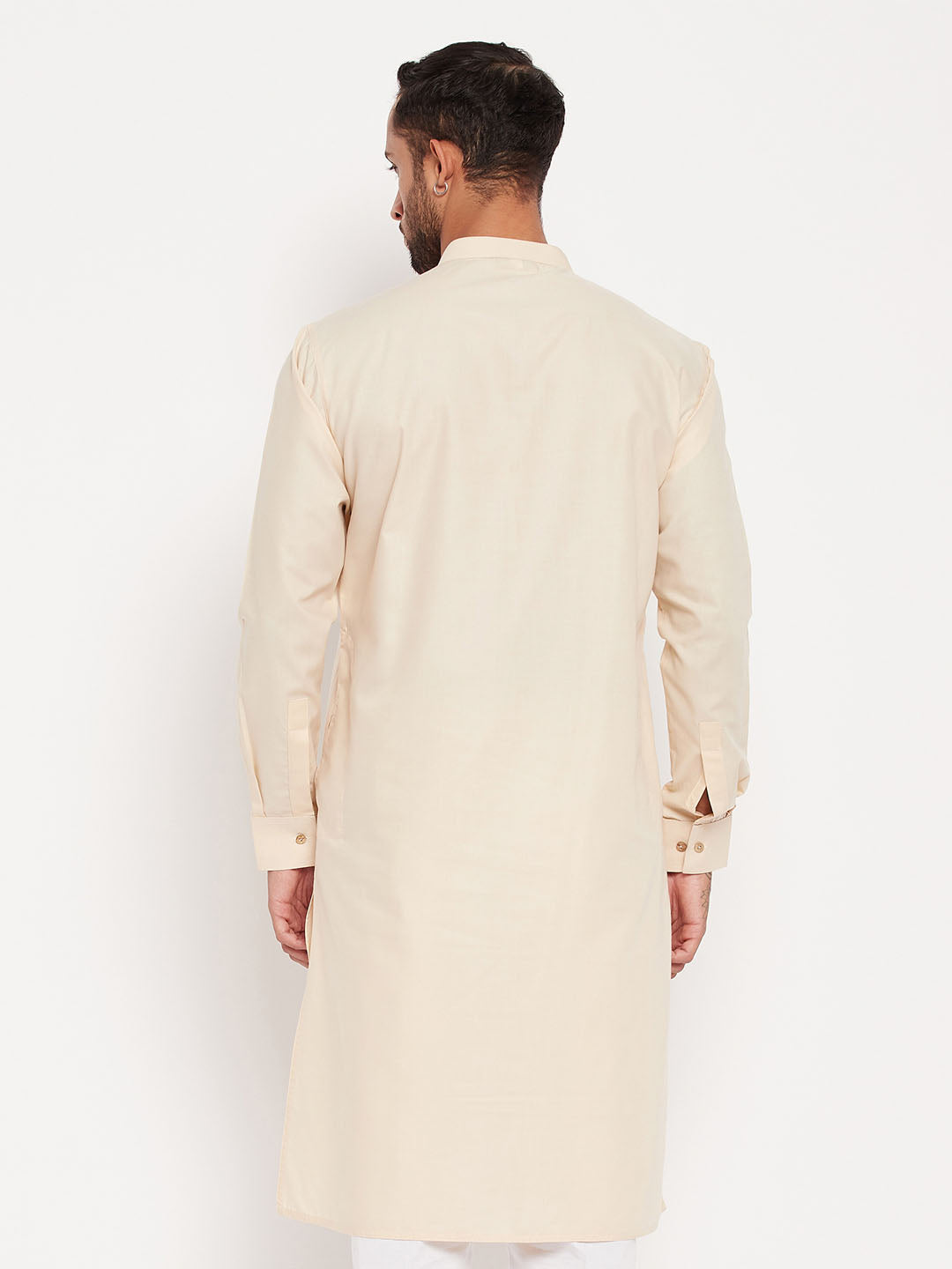 Vastramay  Men's Cream Cotton Blend Kurta