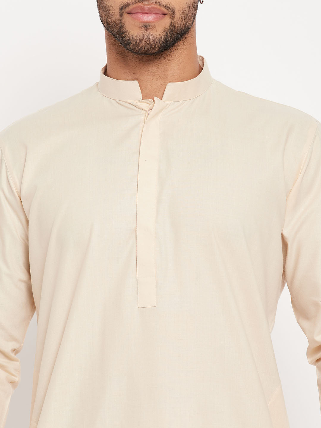 Vastramay  Men's Cream Cotton Blend Kurta