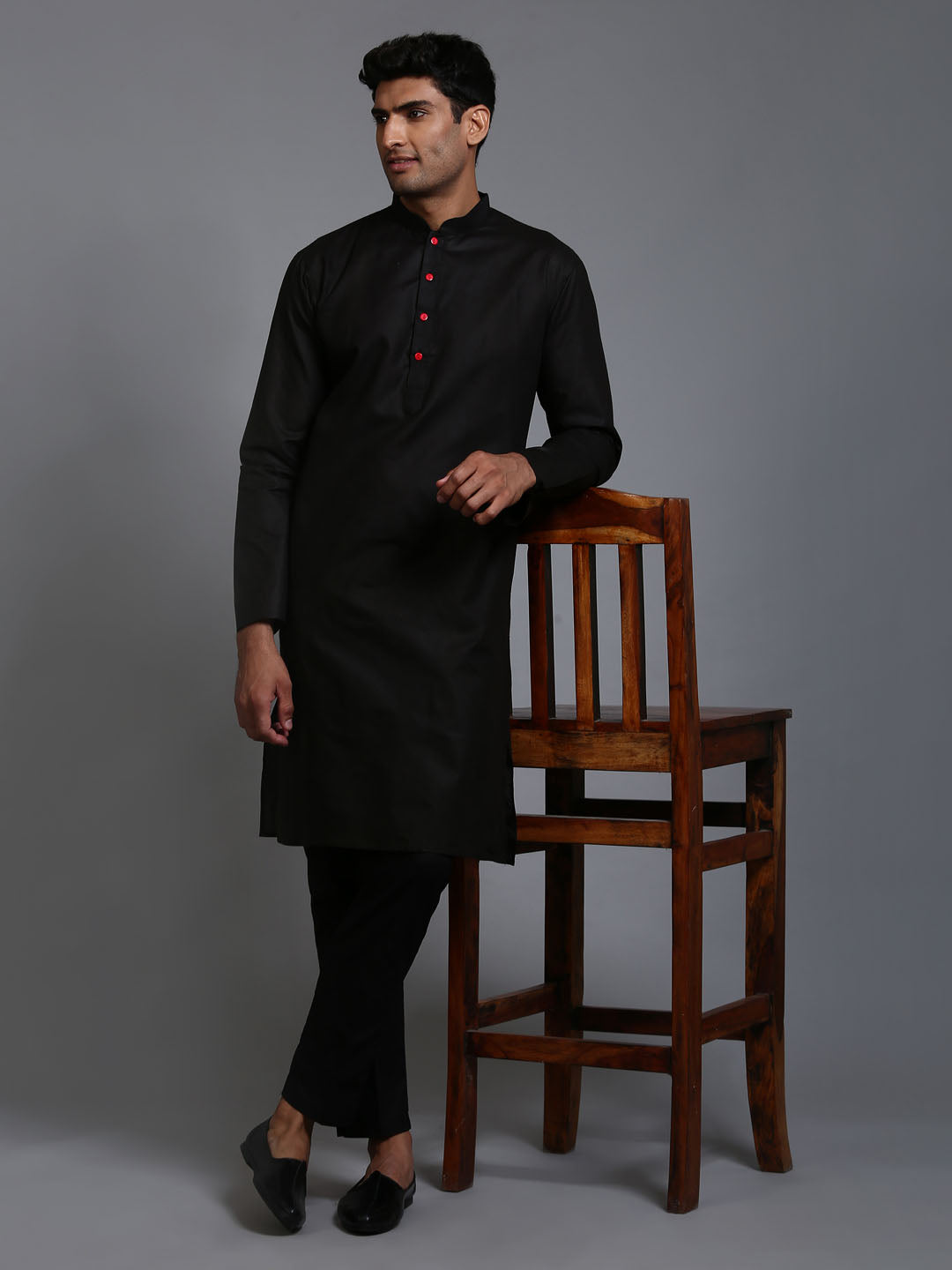 VASTRAMAY Men's Black Kurta And Pant Set