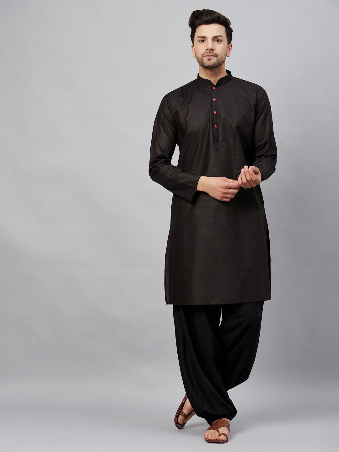 Vastramay mens black kurta and black patiala set