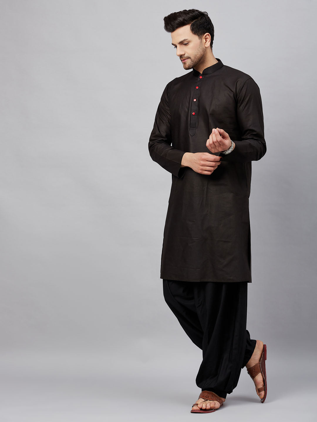 Vastramay mens black kurta and black patiala set