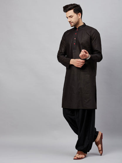 Vastramay mens black kurta and black patiala set