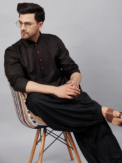 Vastramay mens black kurta and black patiala set