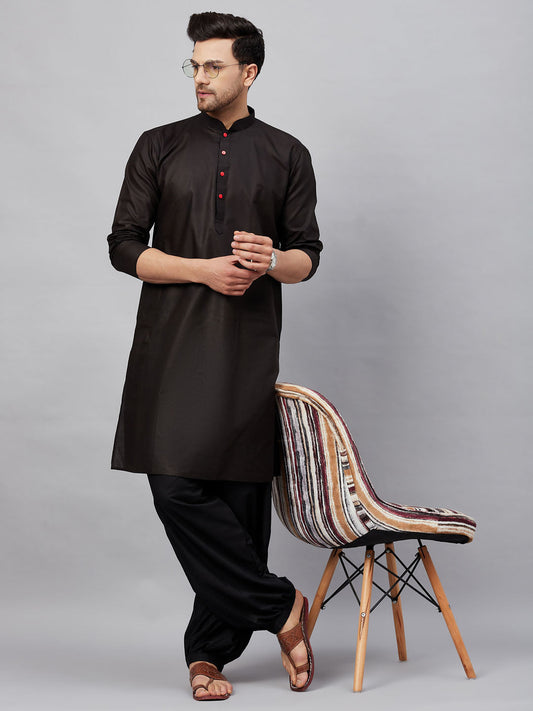 Vastramay mens black kurta and black patiala set