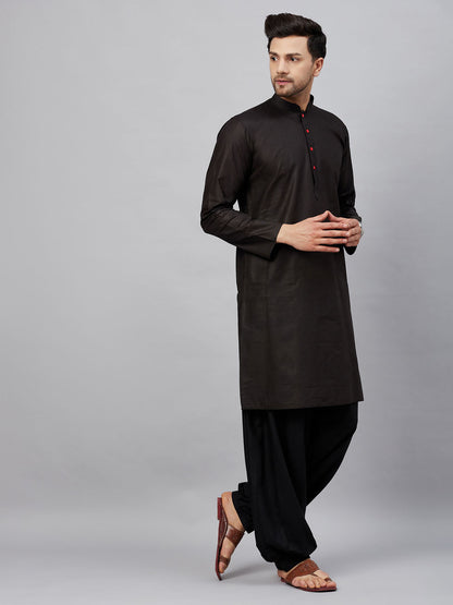 Vastramay mens black kurta and black patiala set