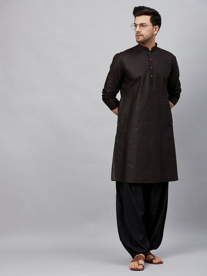 Vastramay mens black kurta and black patiala set