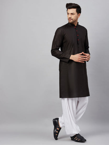 Vastramay mens black kurta and white patiala set
