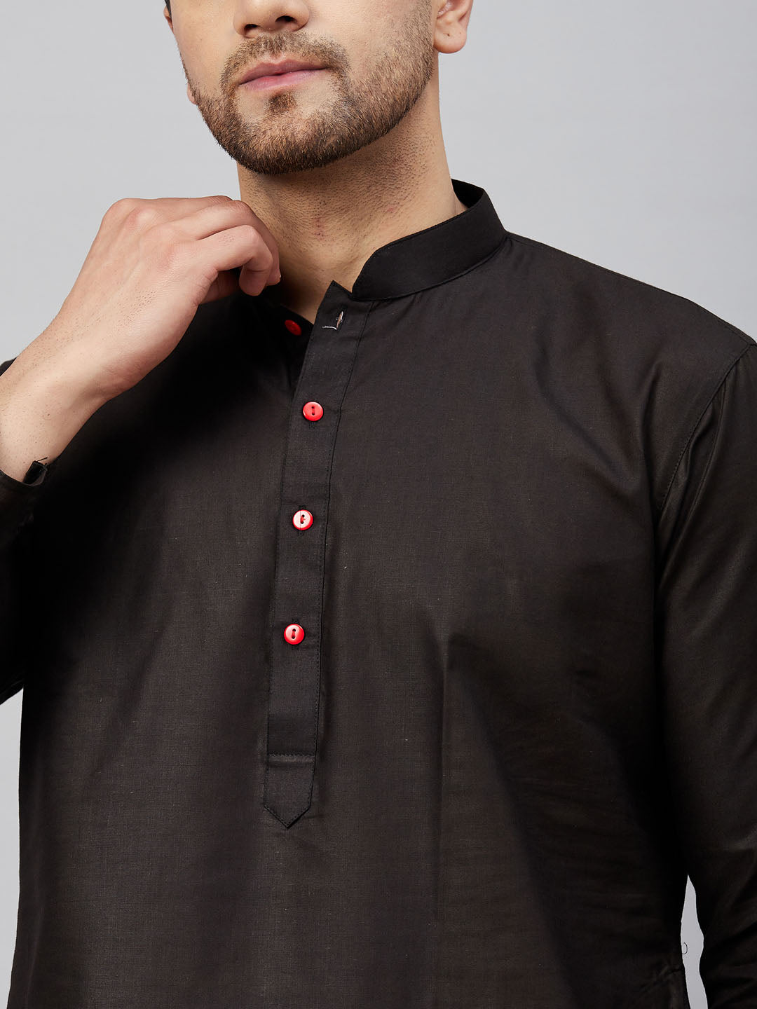 Vastramay mens black kurta and white patiala set