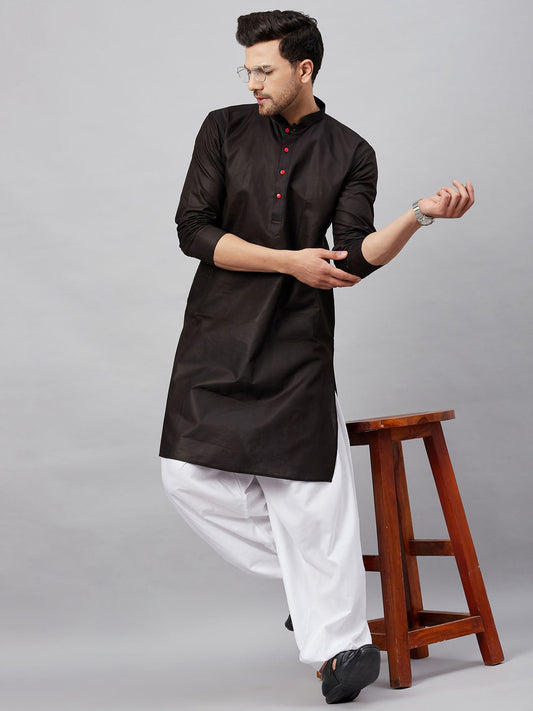 Vastramay mens black kurta and white patiala set