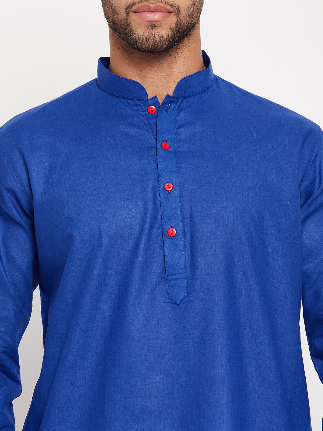 vastramay mens blue kurta and white pant style pyjama set