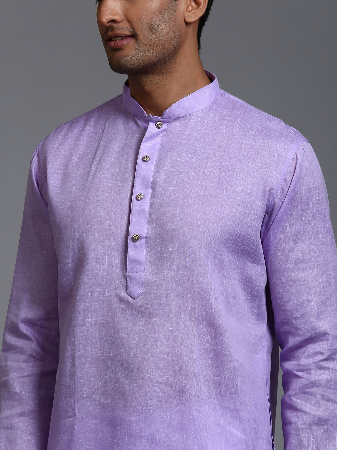 VASTRAMAY Men's Purple Cotton Kurta with Pant Set